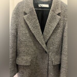 ZARA Wool Blend Coat - Classic Gray - Size S